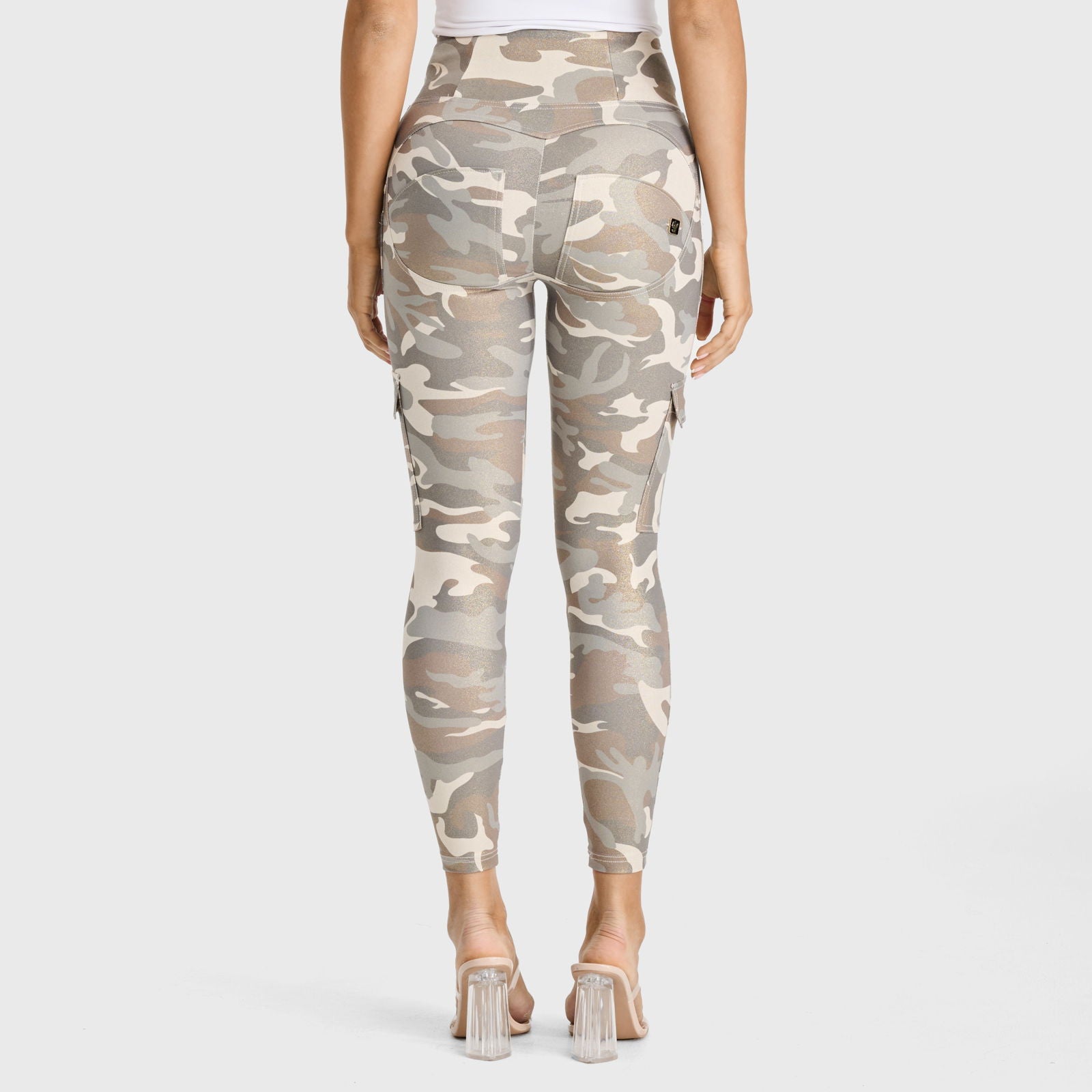 WR.UP® Cargo Fashion - High Waisted - 7/8 Length - Glitter Gold Camo - Freddy USA