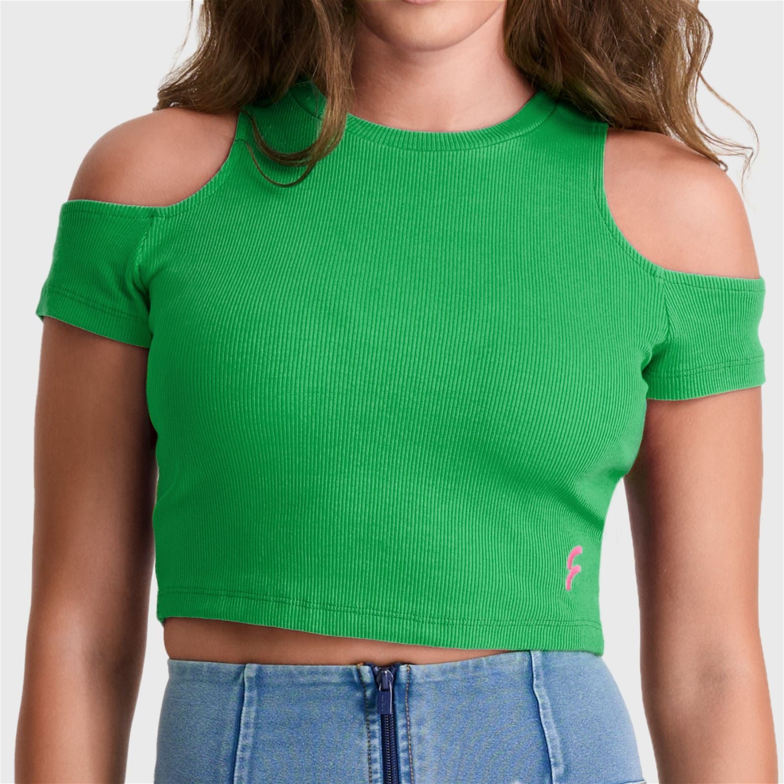 Camiseta corta con aberturas - Verde 2