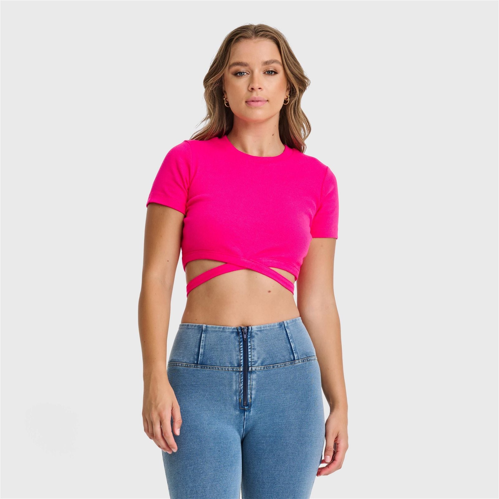 Camiseta corta cruzada - Rosa 1