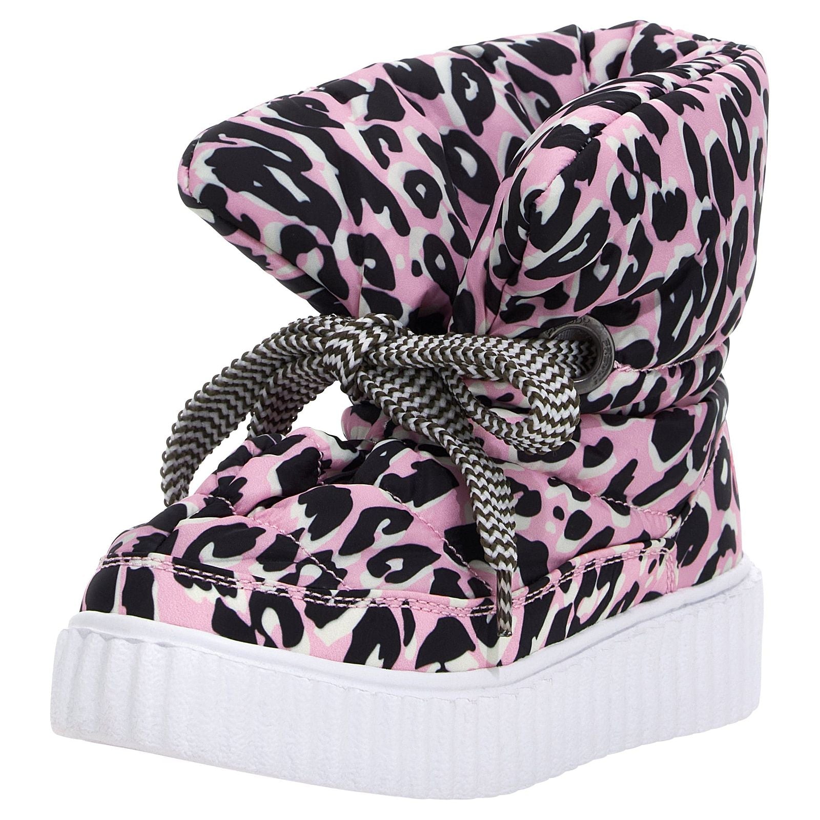 Puff Boots with Fleece Lining - Pink Leopard 1