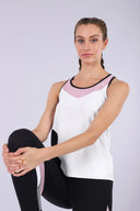 MII Racer Back Tank Top - White + Pink