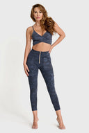 WRUP Cargo Fashion - High Waisted - Petite Length - Navy Blue Camo
