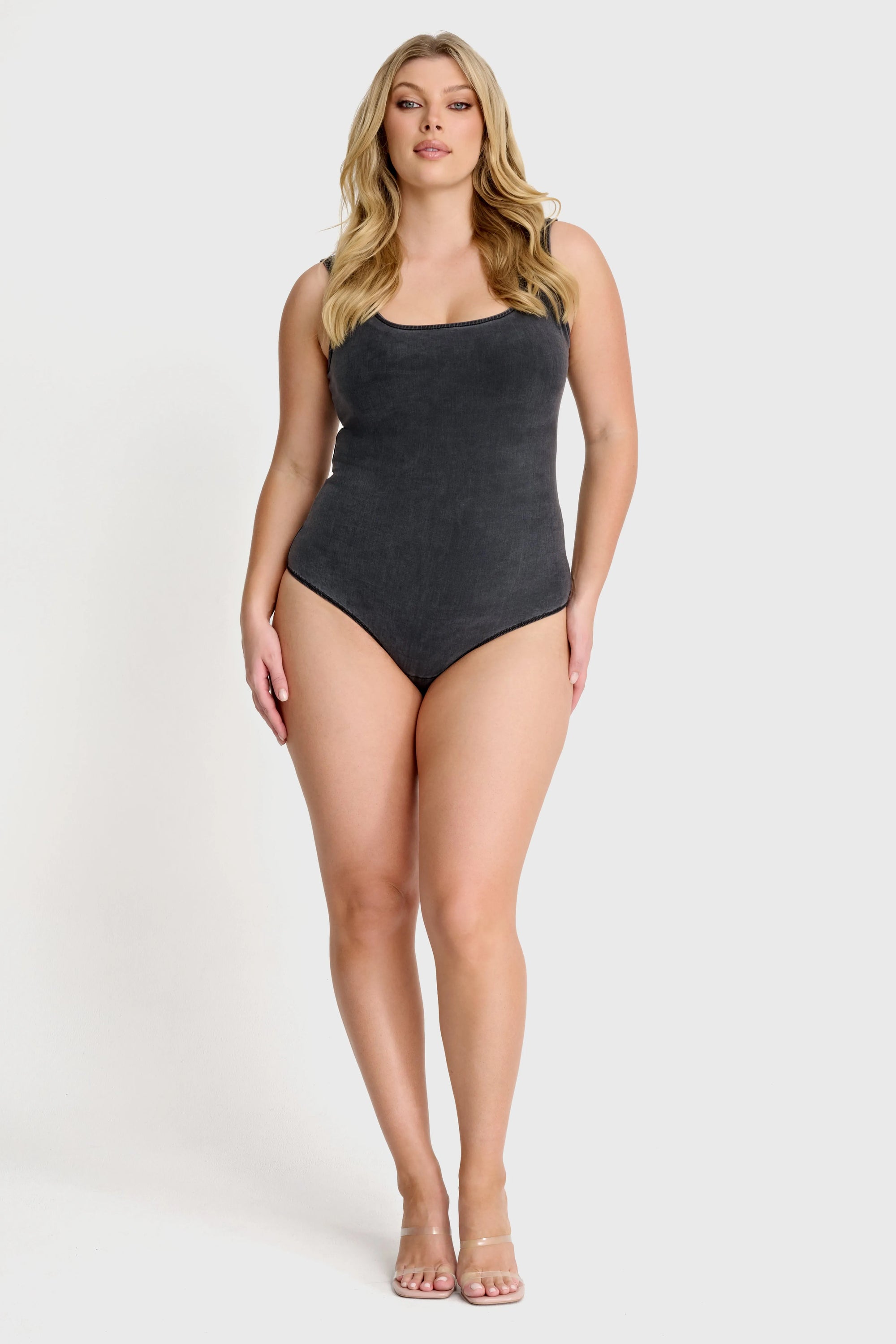 Scoop Neck Bodysuit - Black Denim 3