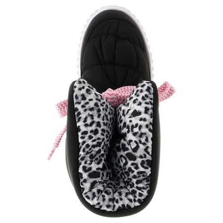 Puff Boots with Fleece Lining - Black + Leopard Lining 3