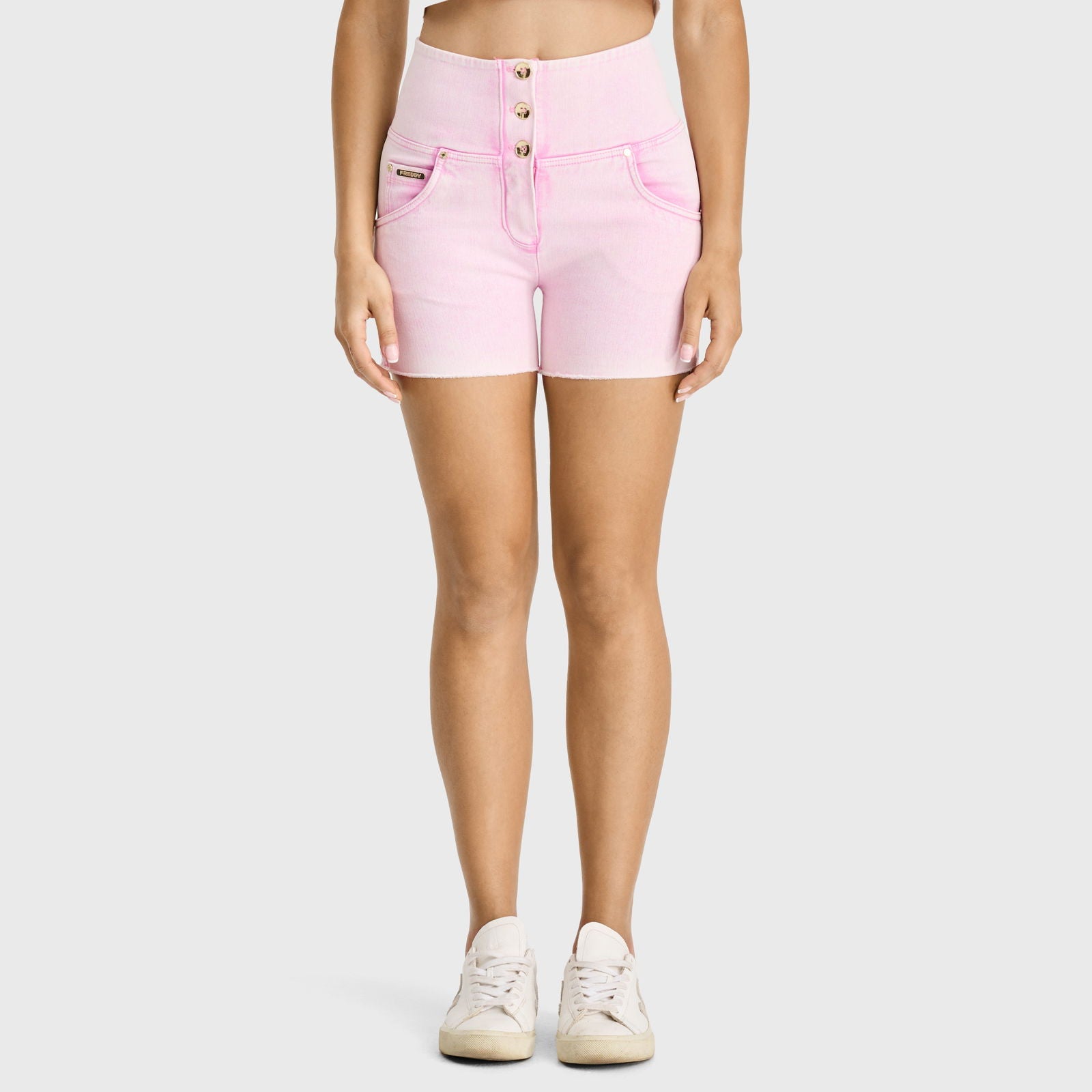 WR.UP® SNUG Jeans - 3 Button High Waisted - Shorts - Pink Sorbet - Freddy USA