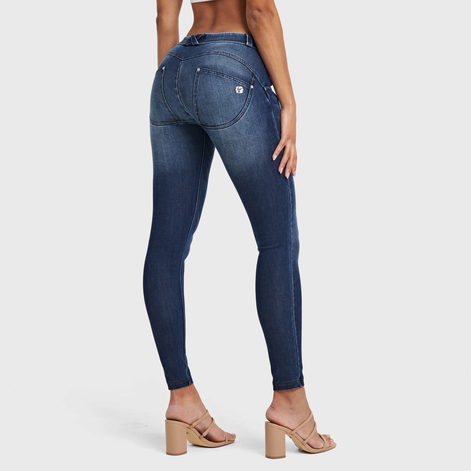 WR.UP® SNUG Jeans - Mid Rise - Full Length - Dark Blue + Blue Stitching 1