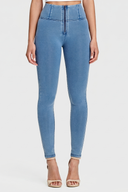 WRUP Denim - High Waisted - Full Length - Light Blue + Blue Stitching