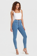 WRUP Denim - High Waisted - Full Length - Light Blue + Blue Stitching