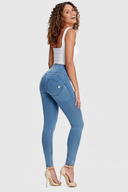 WRUP Denim - High Waisted - Full Length - Light Blue + Blue Stitching