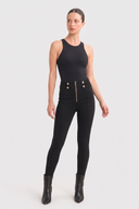 WRUP Military Button Detail Fashion - High Waisted - Ankle Length - Black