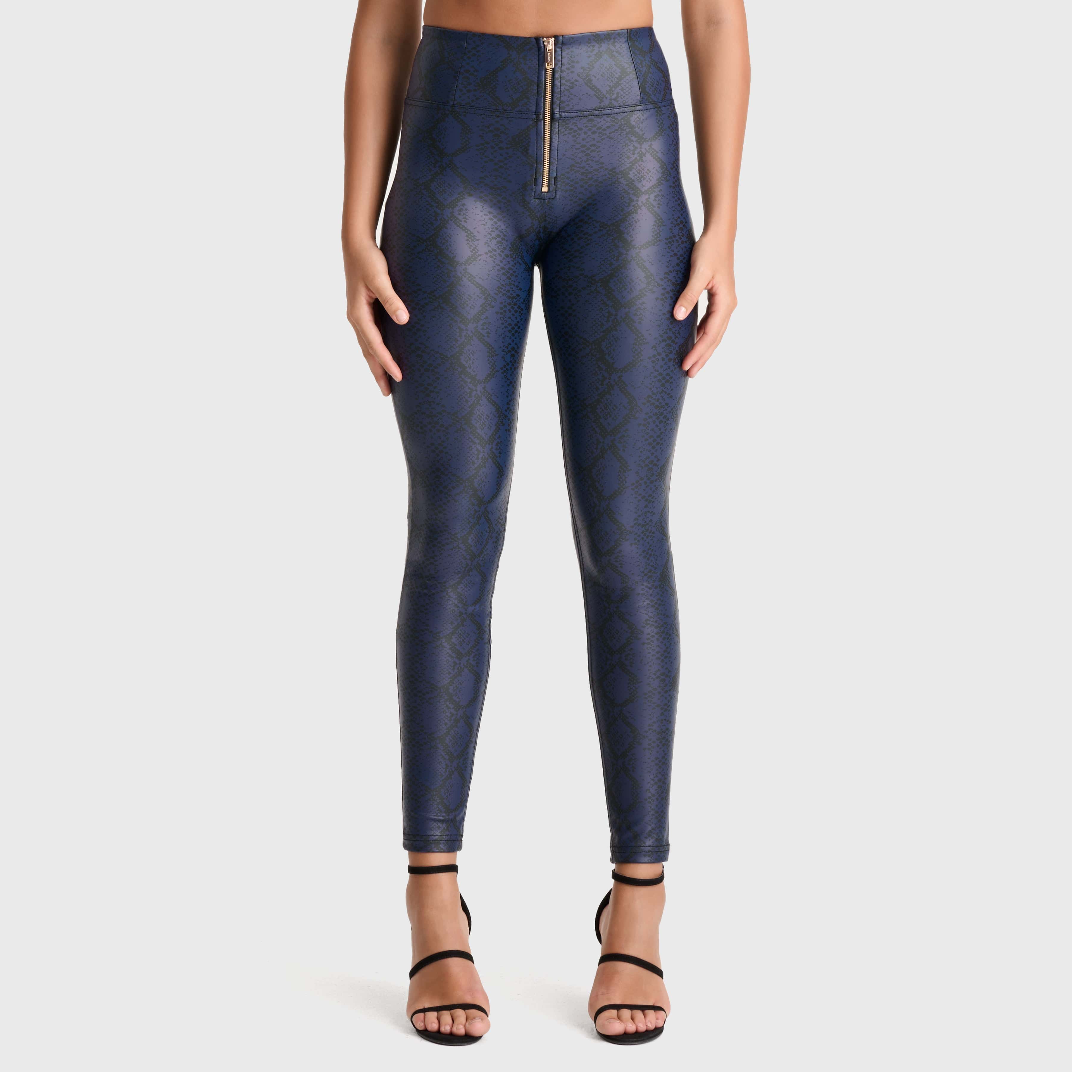 WR.UP® Python Faux Leather Limited Edition - High Waisted - Full Length - Midnight Blue 2