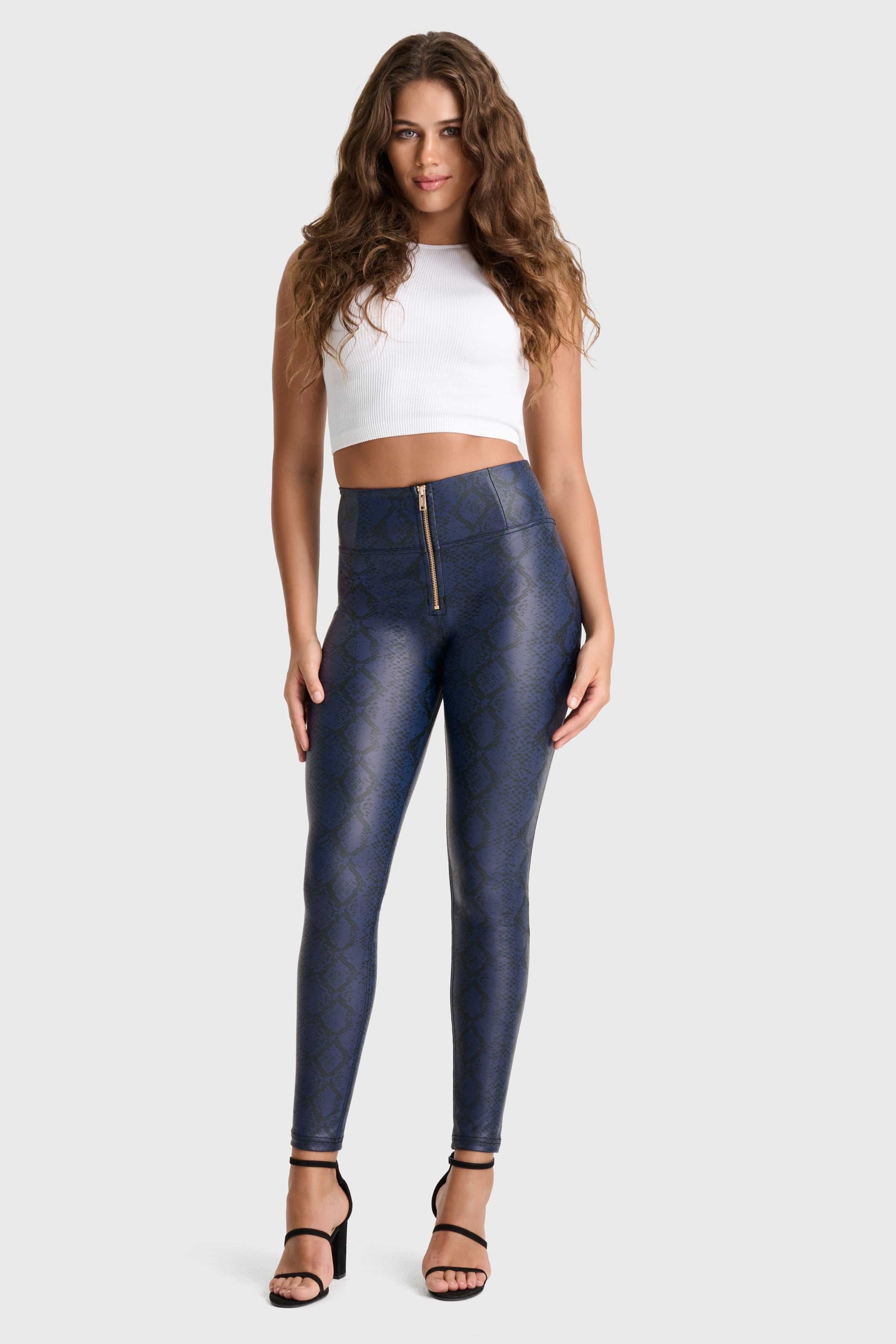WR.UP® Python Faux Leather Limited Edition - High Waisted - Full Length - Midnight Blue 6