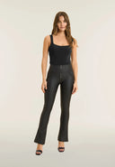 WRUP Faux Leather - High Waisted - Mini Flare - Black
