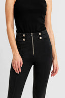 WRUP Military Button Detail Fashion - High Waisted - Ankle Length - Black