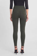 WRUP Military Button Detail Fashion - High Waisted - Ankle Length - Army Green