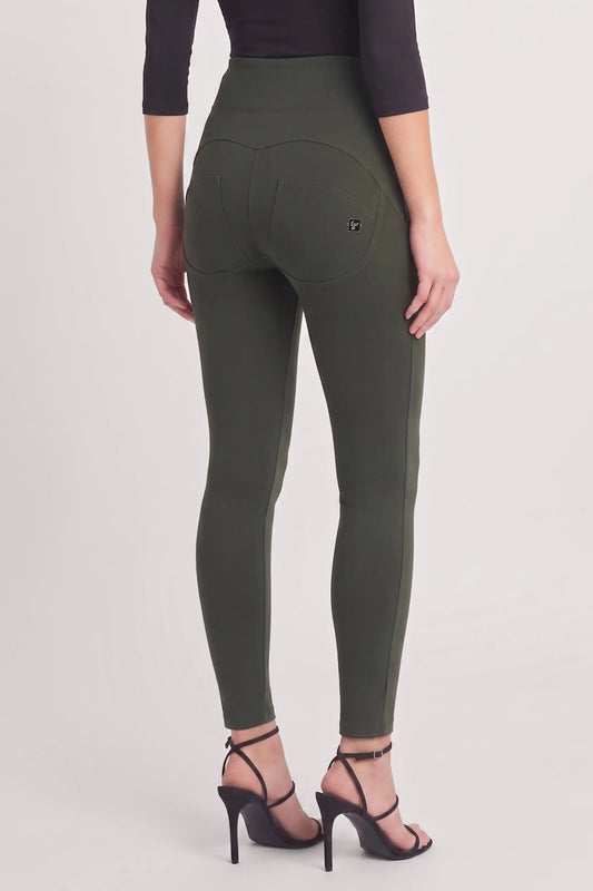 WRUP Military Button Detail Fashion - High Waisted - Ankle Length - Army Green