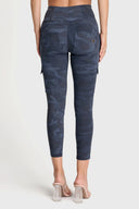 WRUP Cargo Fashion - High Waisted - Petite Length - Navy Blue Camo