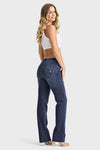 WR.UP® SNUG Jeans - 2 Button High Waisted - Bootcut - Dark Blue + Blue Stitching 5