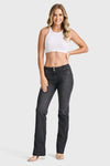 WR.UP® SNUG Jeans - 2 Button High Waisted - Bootcut - Black + Black Stitching 9