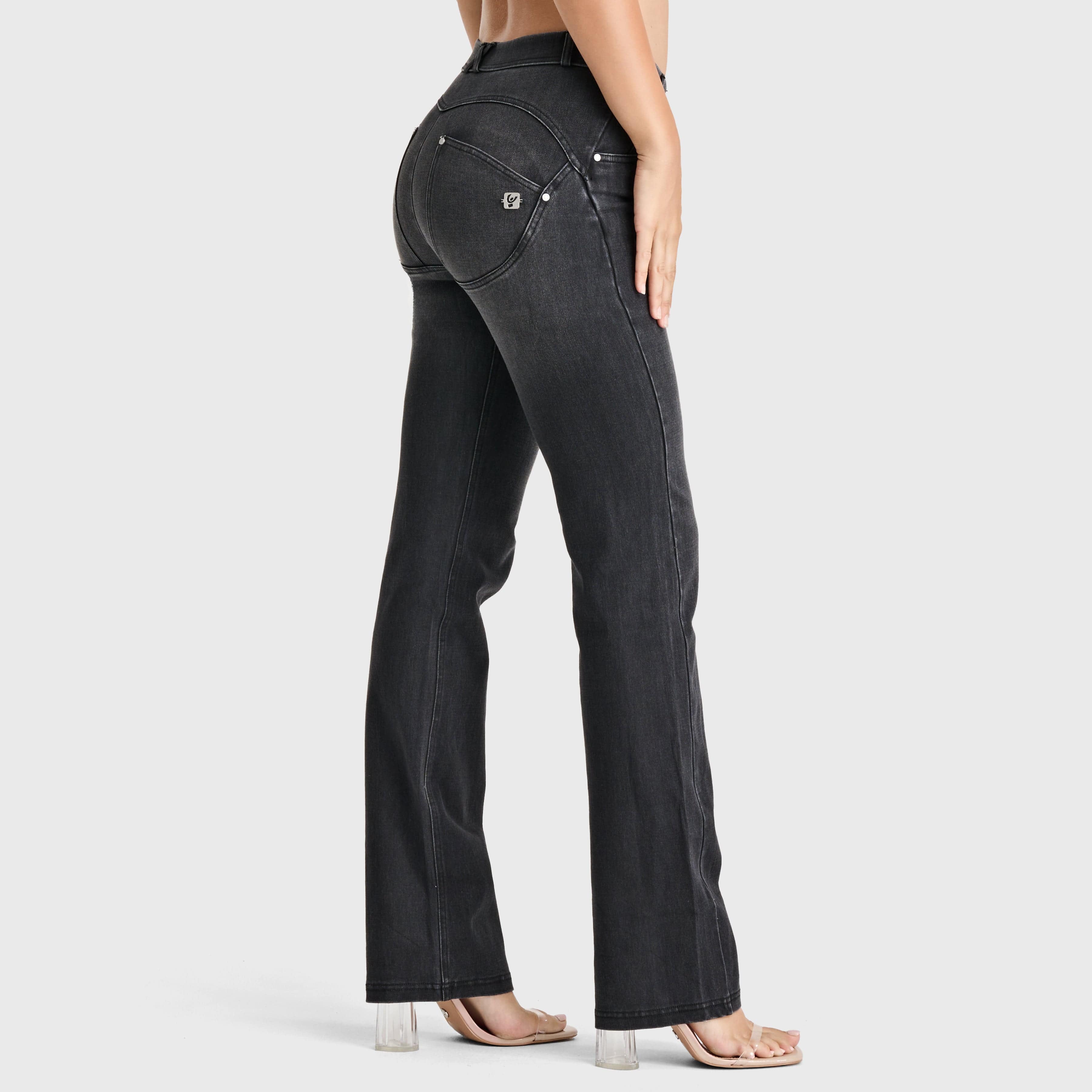 WR.UP® SNUG Jeans - 2 Button High Waisted - Bootcut - Black + Black Stitching 3