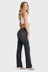 WR.UP® SNUG Jeans - 2 Button High Waisted - Bootcut - Black + Black Stitching 8