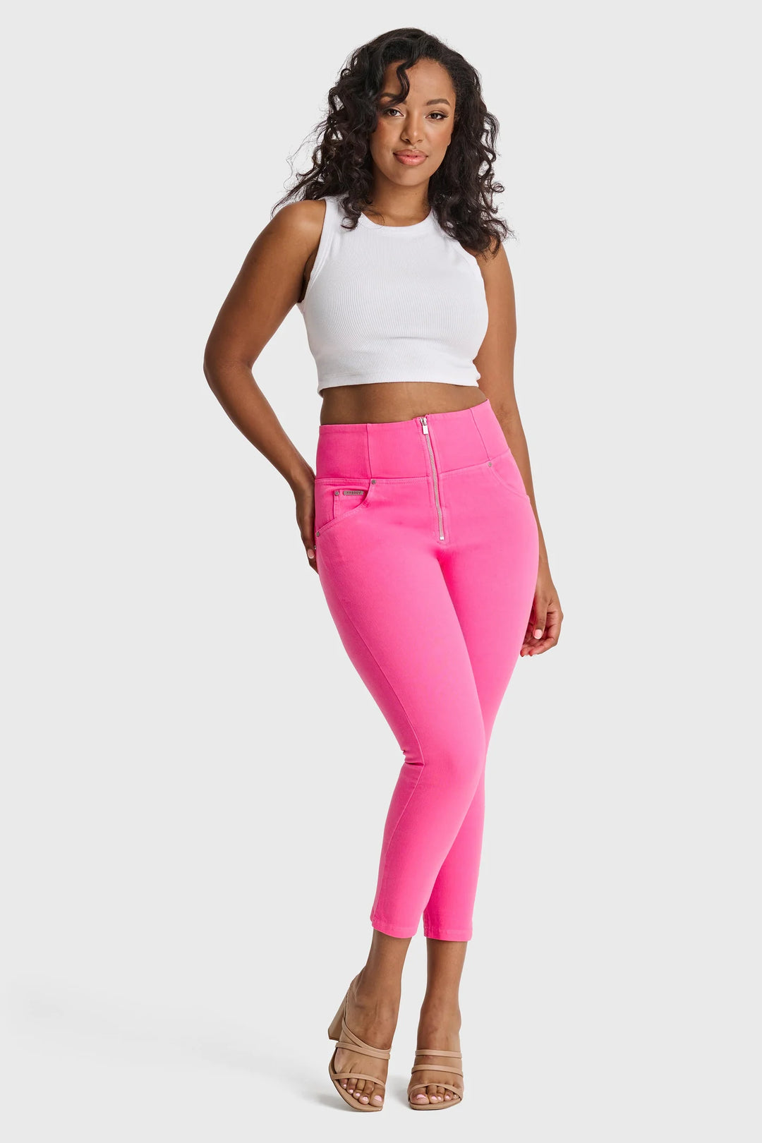 Freddy Pants Banner - WR.UP® Snug Curvy Jeans - Talle alto - Largo 7/8 - Rosa caramelo