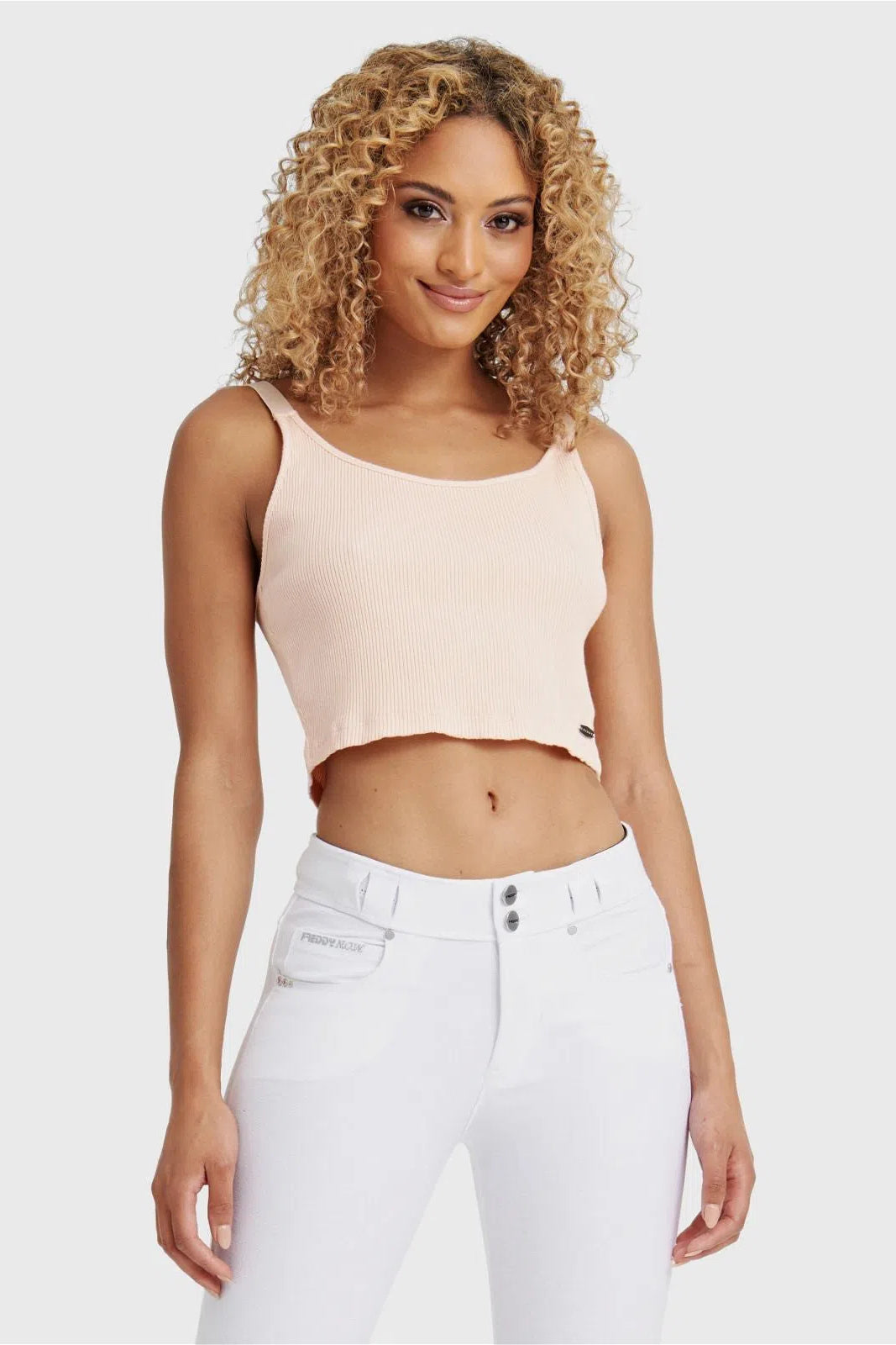 Cotton Ribbed Cami - Peach 1