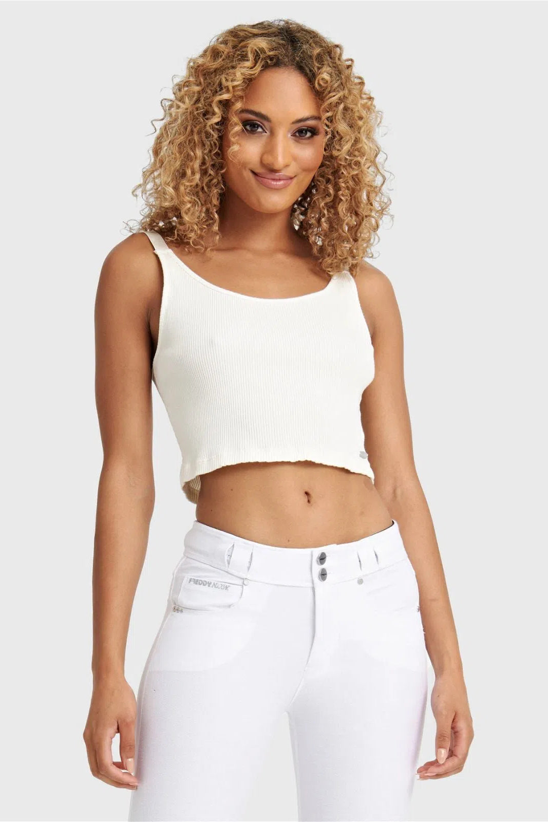 Cotton Ribbed Cami - White 1