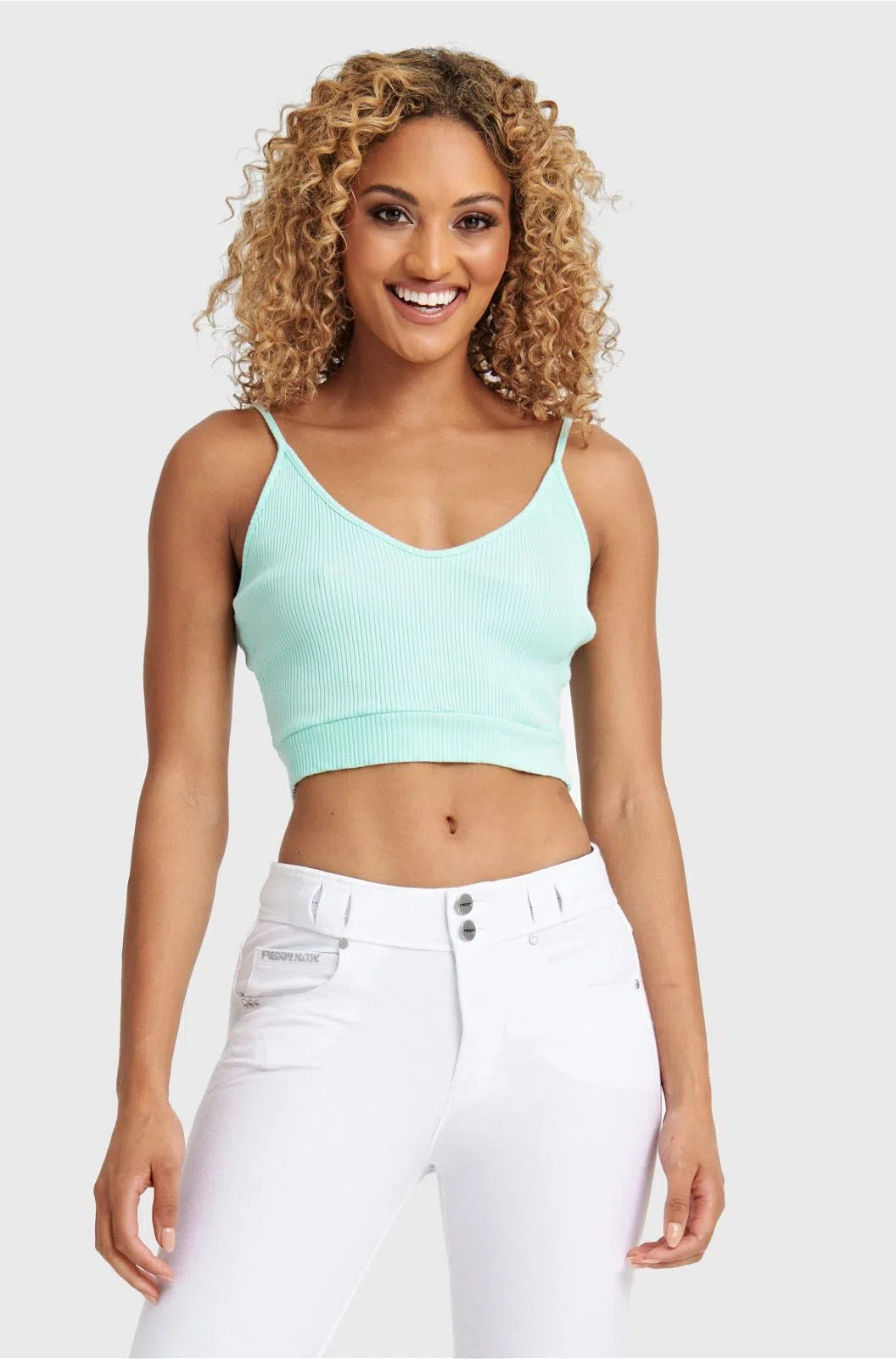 Cotton Ribbed Crop - Aqua