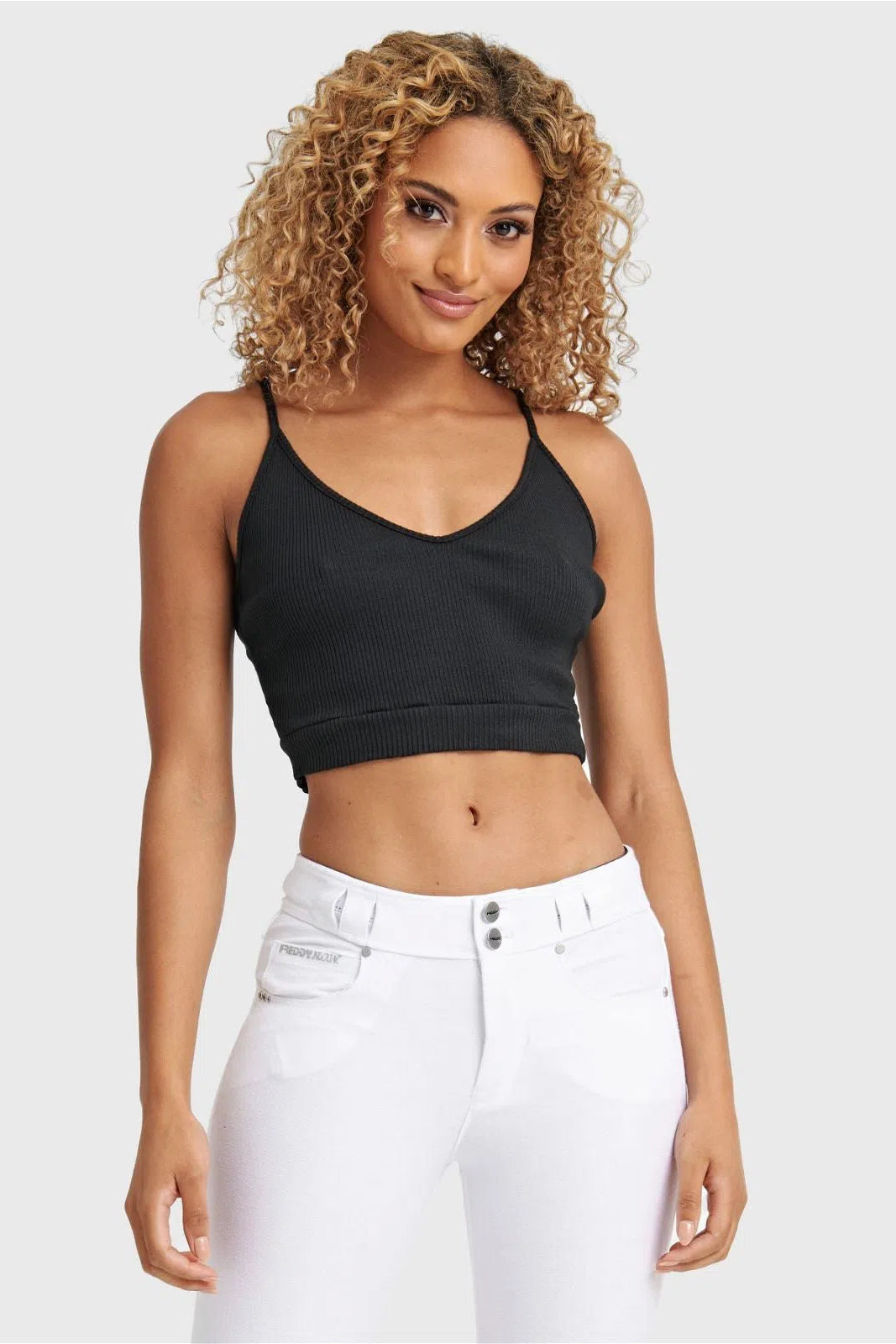 Cotton Ribbed Crop - Black 1