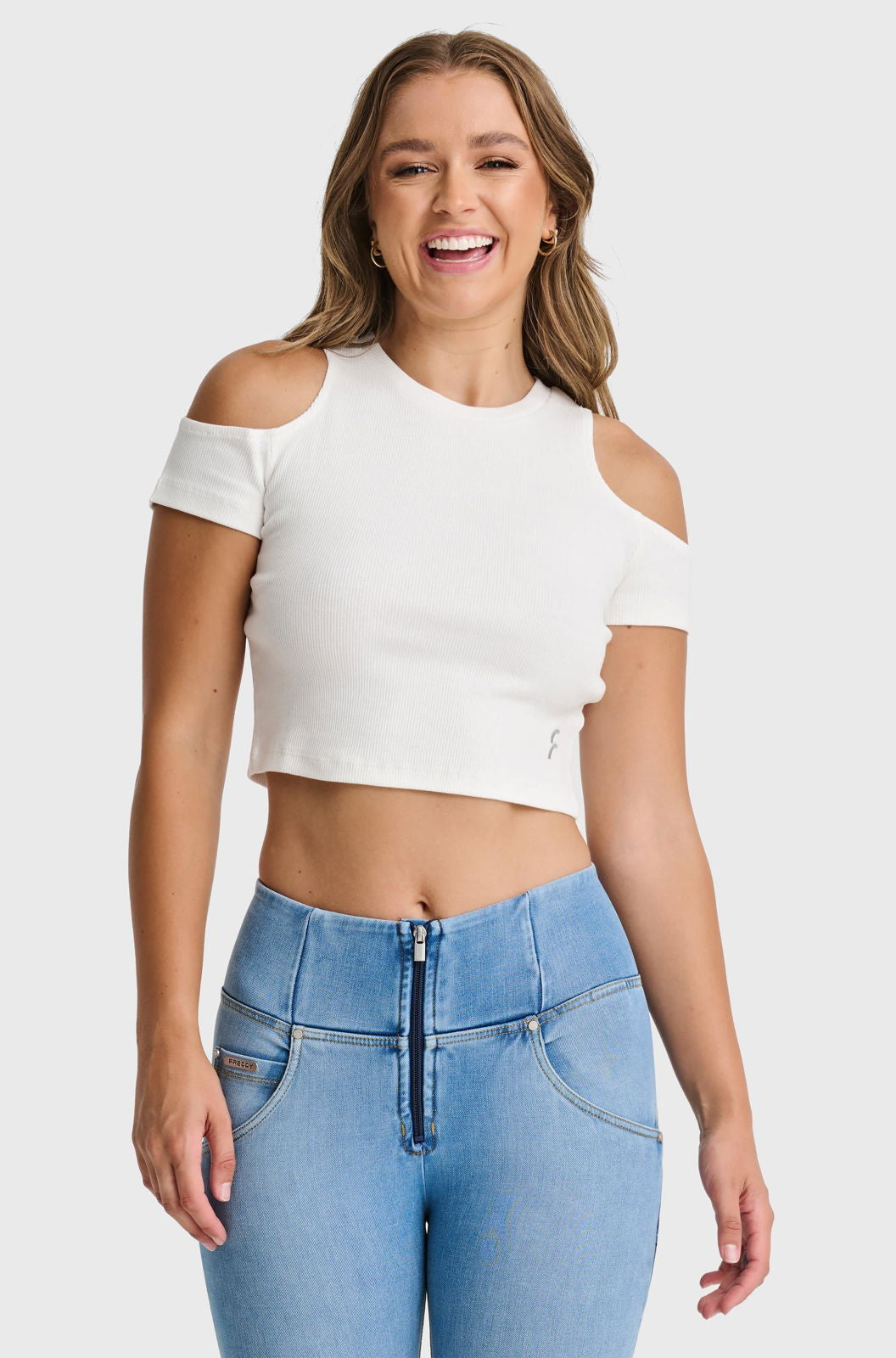 Cropped Cut Out T Shirt - White