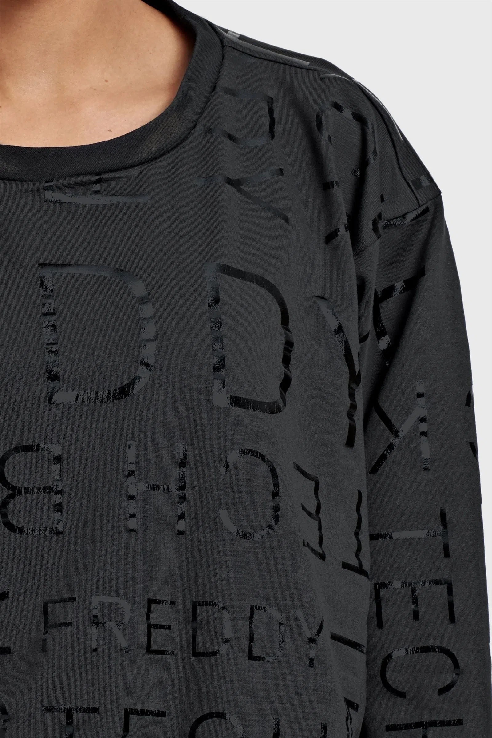 Cropped Jumper Shiny FREDDY Lettering - Black 3