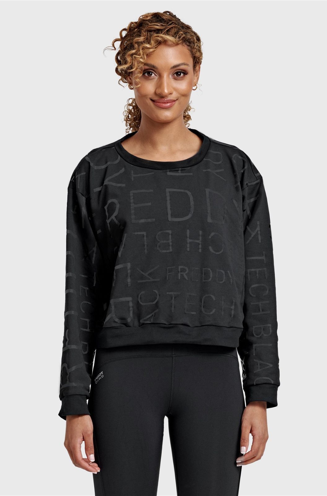 Cropped Jumper Shiny FREDDY Lettering - Black