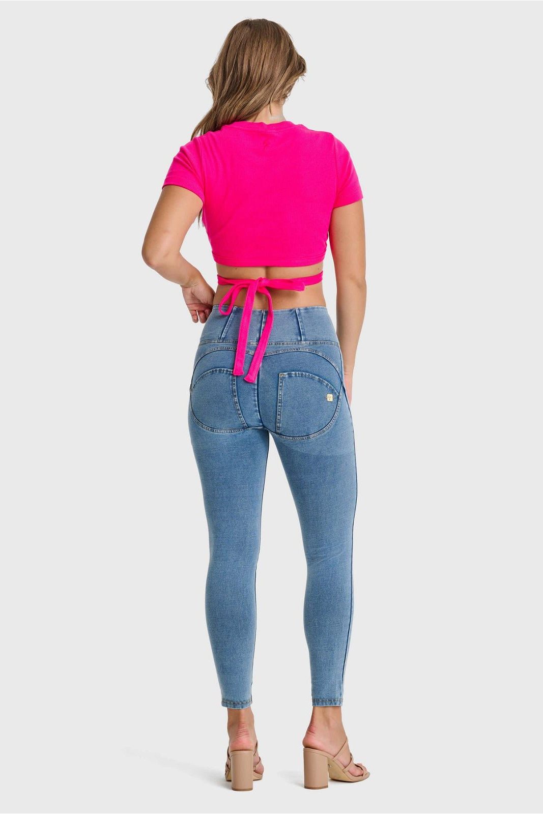 Cropped Wrap Around T Shirt - Pink 3