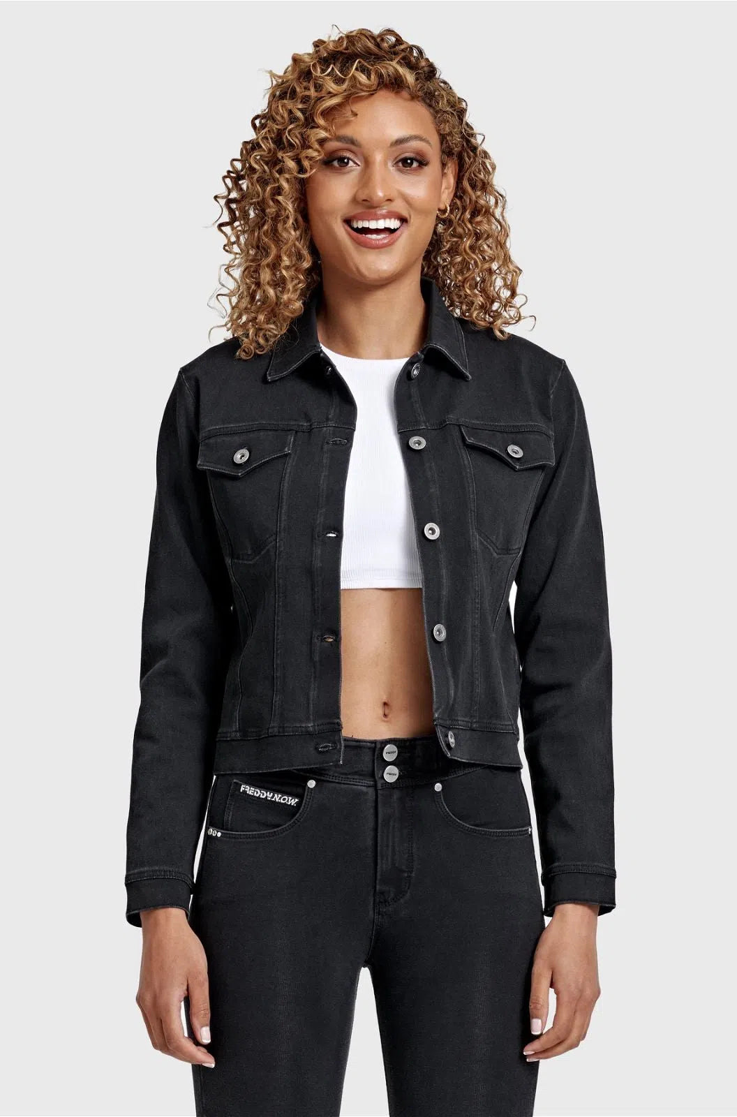 Denim Jacket - Black + Black Stitching