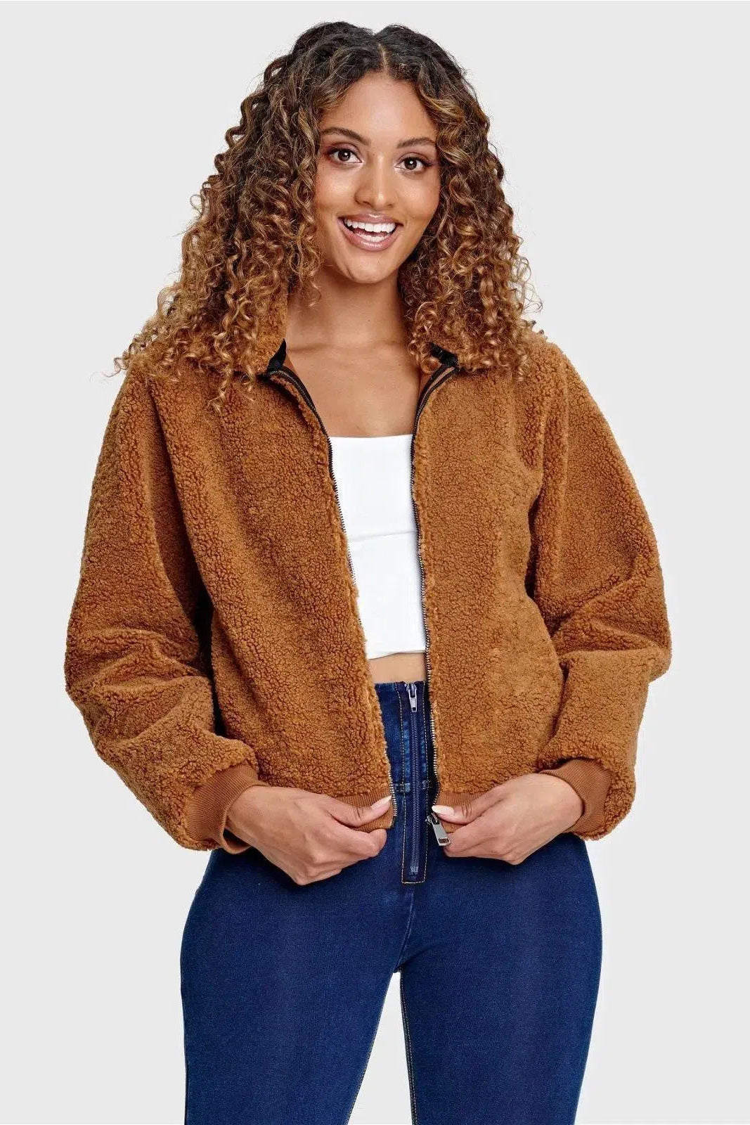 Faux Shearling Jacket - Teddy Brown 2