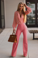 WRUP Faux Leather - Super High Waisted - Super Flare - Rosey Pink