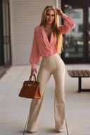 WRUP Faux Leather - Super High Waisted - Super Flare - Sand