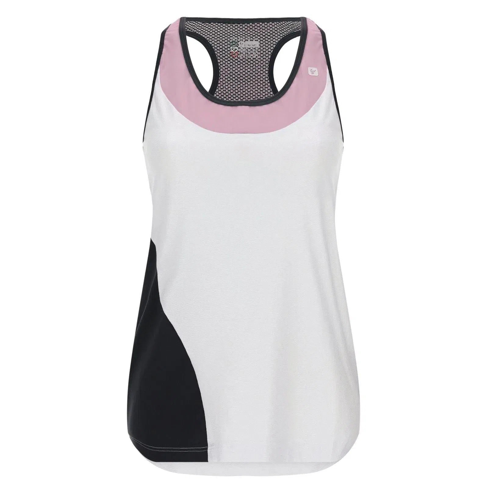 MII Racer Back Tank Top - White + Pink 2