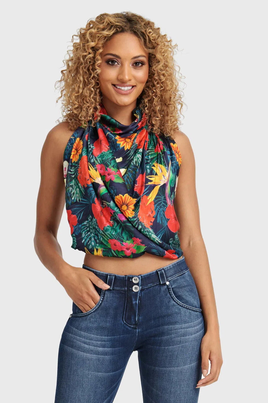 Top Bufanda Multiway - Rojo Floral 2