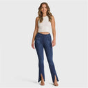 N.O.W® Denim - High Waisted - Petite Flare - Dark Blue + Blue Stitching