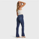 N.O.W® Denim - High Waisted - Petite Flare - Dark Blue + Blue Stitching