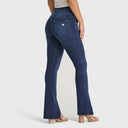 N.O.W® Denim - High Waisted - Petite Flare - Dark Blue + Blue Stitching