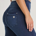 N.O.W® Denim - High Waisted - Petite Flare - Dark Blue + Blue Stitching