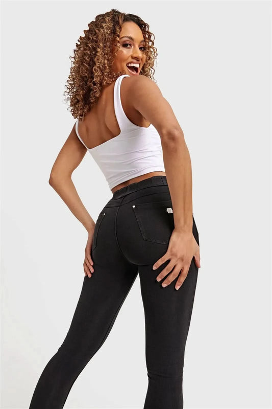 N.O.W® Denim - High Waisted - Ankle Length - Black + Black Stitching