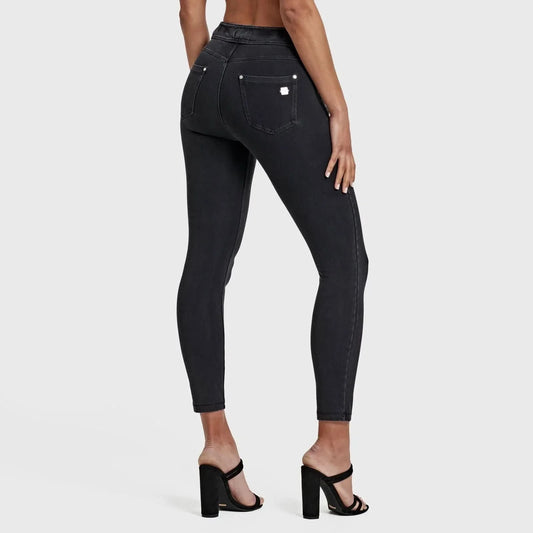 N.O.W® Denim - High Waisted - Ankle Length - Black + Black Stitching