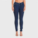 N.O.W® Denim - High Waisted - 7/8 Length - Dark Blue + Blue Stitching