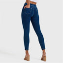 N.O.W® Denim - High Waisted - Petite Length - Dark Blue + Yellow Stitching