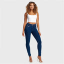 N.O.W® Denim - High Waisted - Full Length - Dark Blue + Yellow Stitching
