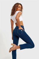 N.O.W® Denim - High Waisted - Kick Flare - Dark Blue + Yellow Stitching